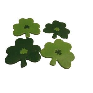 Shamrock Coaster Set of 4 Ceramic Green